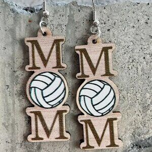 Volleyball Mom Wood Earrings ⚾ Lightweight Game Day Jewelry